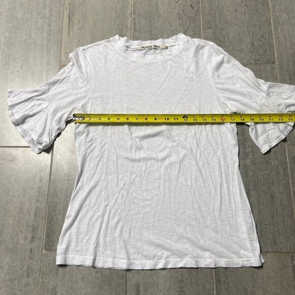Michael Stars Ava Flutter Ruffle Sleeve 100% Supima Cotton T-Shirt Tee White OS - Picture 6 of 9